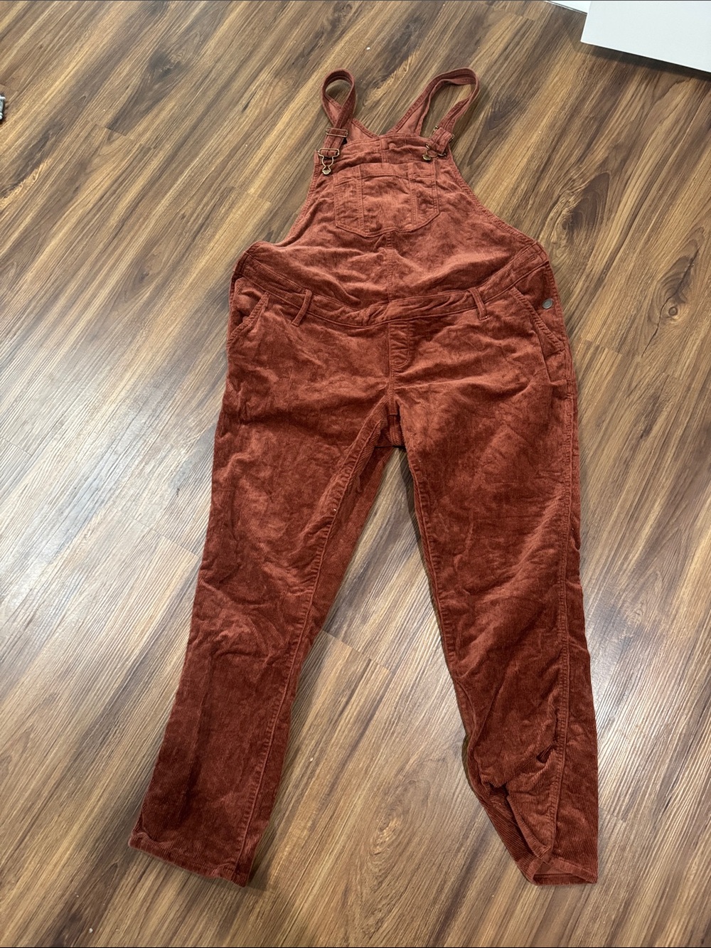 Maternity Rust Corduroy Overalls
